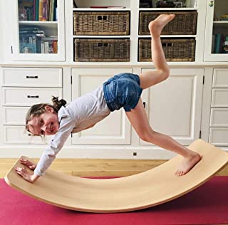 Balance Board de madera para ninos- tira de la oscilacion del balancin curvado oscilacion tableros de meza- tabla de equilibrio de madera aprender mediante el juego y soportes desarrollo infantil