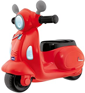 Chicco - Correpasillos Vespa con Forma de Moto Scooter y Volante electronico- Color Rojo